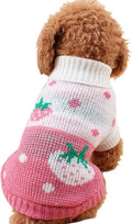 Pet Dog Sweaters Classic Knitwear Turtleneck Winter Warm Puppy Clothing Cute Strawberry and Heart Doggie Sweater (Pink, Small)