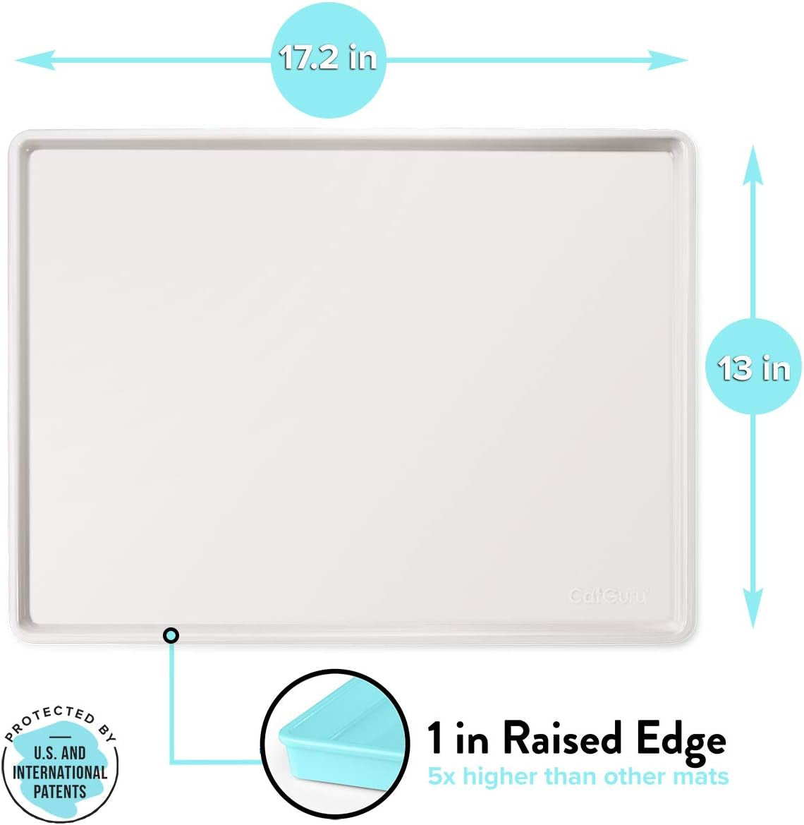 Cat Food Mat, Small & Large Pet Food Mat, Waterproof Cat Mat for Food and Water, Silicone Pet Mat for Food, Non-Slip Pet Mats, Easy to Clean Cat Food Tray, Pet Bowl Mat (Hard Tray, Gray)