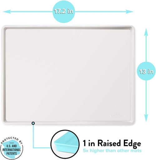 Cat Food Mat, Small & Large Pet Food Mat, Waterproof Cat Mat for Food and Water, Silicone Pet Mat for Food, Non-Slip Pet Mats, Easy to Clean Cat Food Tray, Pet Bowl Mat (Hard Tray, Gray)